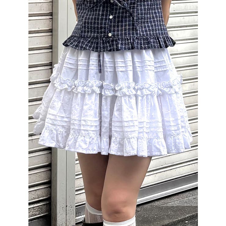 ホワイト | コットンギャザーボリュームスカート | CALNAMUR