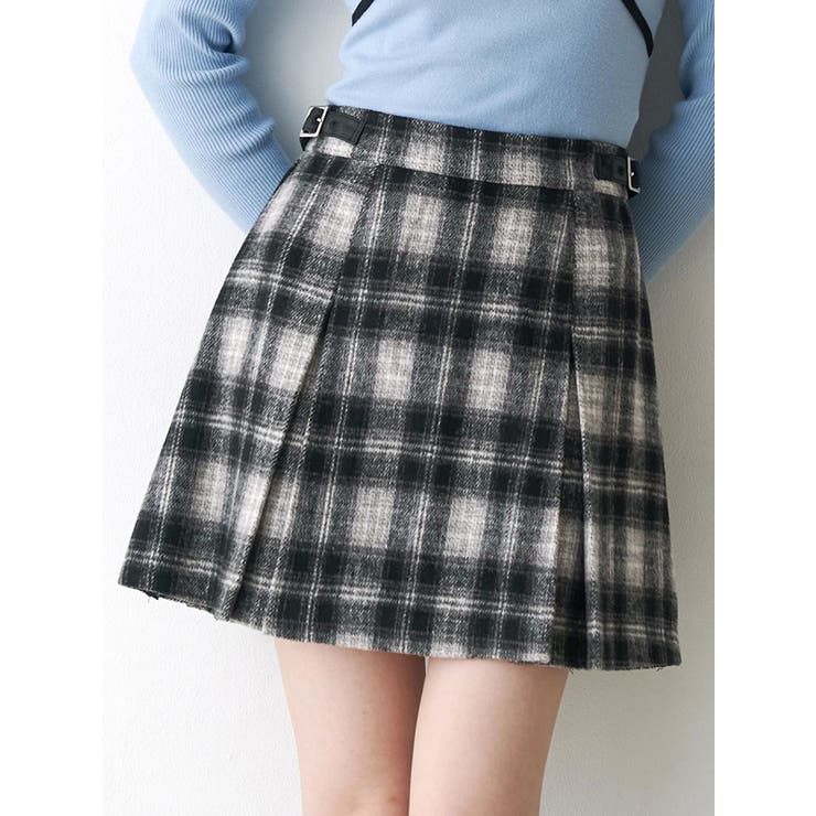 ダークミックス | サイドデザインプリーツミニスカート | CALNAMUR