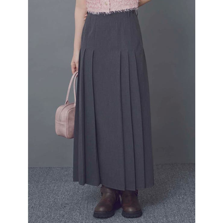 チャコールグレー | ランダムプリーツロングＳＫ | CALNAMUR