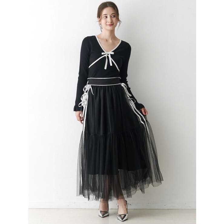 サイドライン&リボンチュールスカート | CALNAMUR | 詳細画像2 