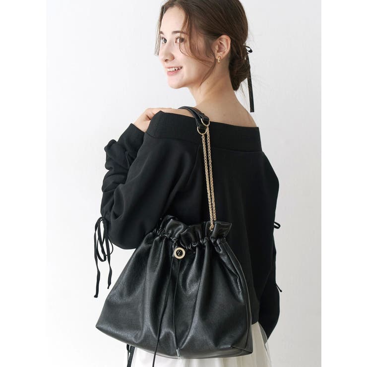 ショルダーチェーンドローストリングバッグ | CALNAMUR | 詳細画像11 