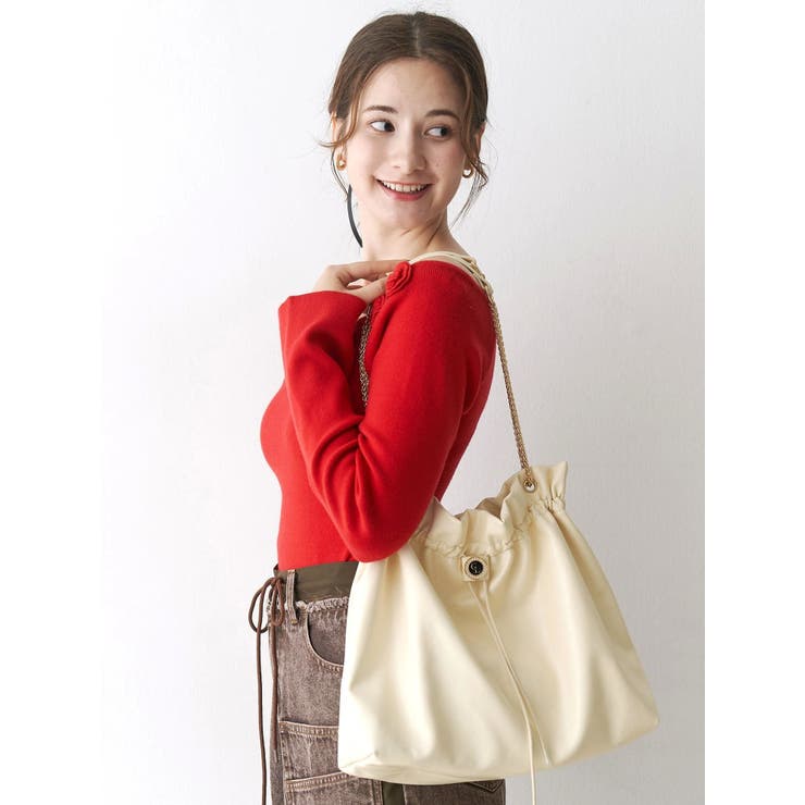 ショルダーチェーンドローストリングバッグ | CALNAMUR | 詳細画像13 