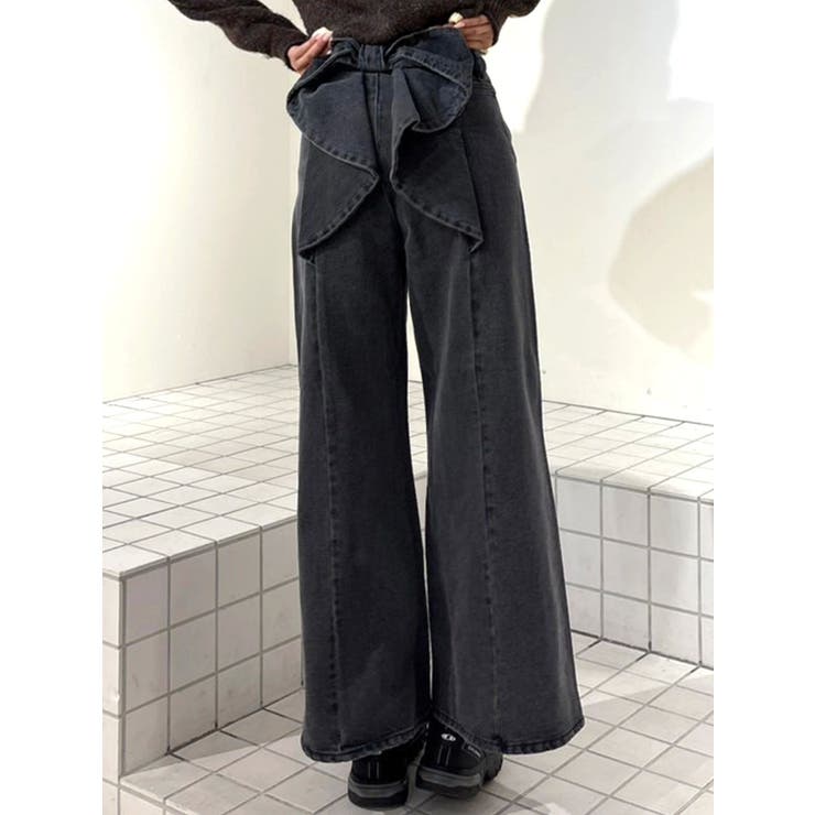 バックリボンデニムパンツ[品番：MKSW0067091]｜CALNAMUR