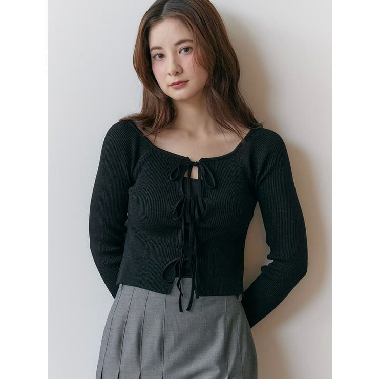 ブラック | ２ＷＡＹリボンラメニット | CALNAMUR