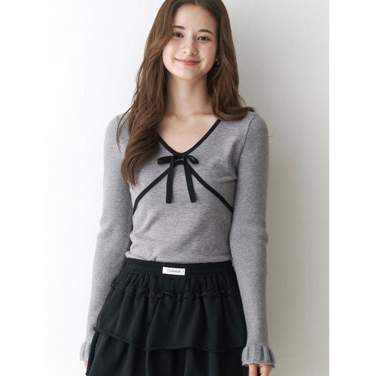 グレー | バイカラーリボンニット | CALNAMUR