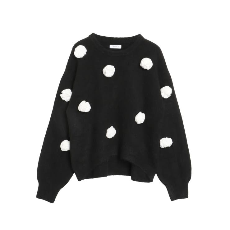 ブラック | バラモチーフニット | CALNAMUR