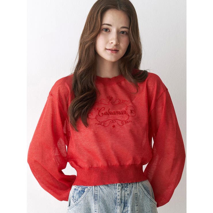 レッド | ラメシアーニット | CALNAMUR