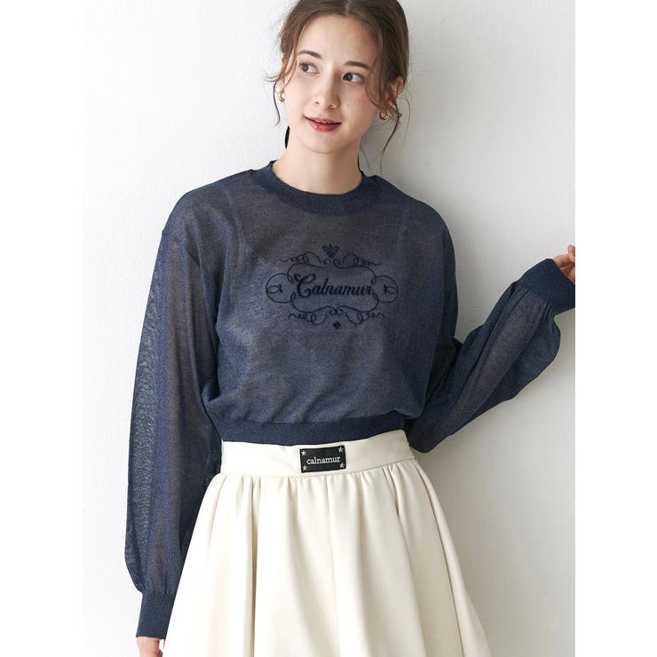 ネイビー | ラメシアーニット | CALNAMUR