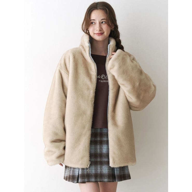 2WAYリボン＆フェイクファーキルティングコート[品番：MKSW0066986