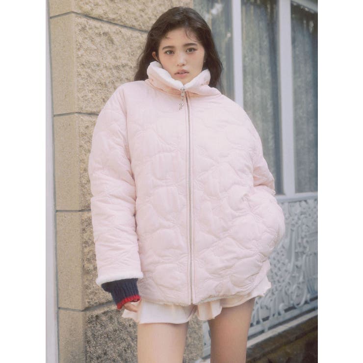 2WAYリボン＆フェイクファーキルティングコート[品番：MKSW0066986