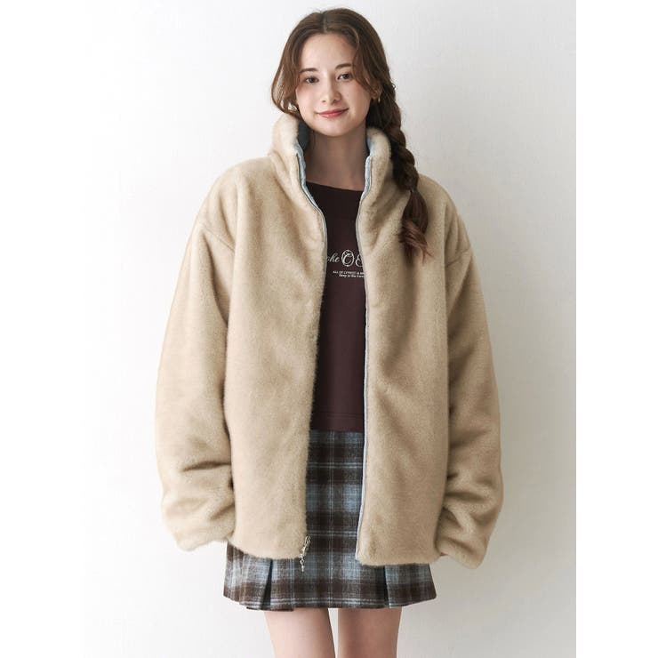 2WAYリボン＆フェイクファーキルティングコート[品番：MKSW0066986