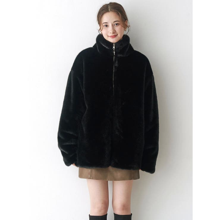 2WAYリボン＆フェイクファーキルティングコート[品番：MKSW0066986