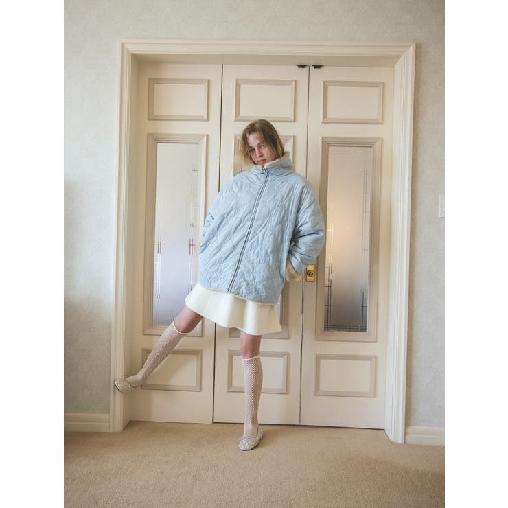 2WAYリボン＆フェイクファーキルティングコート[品番：MKSW0066986