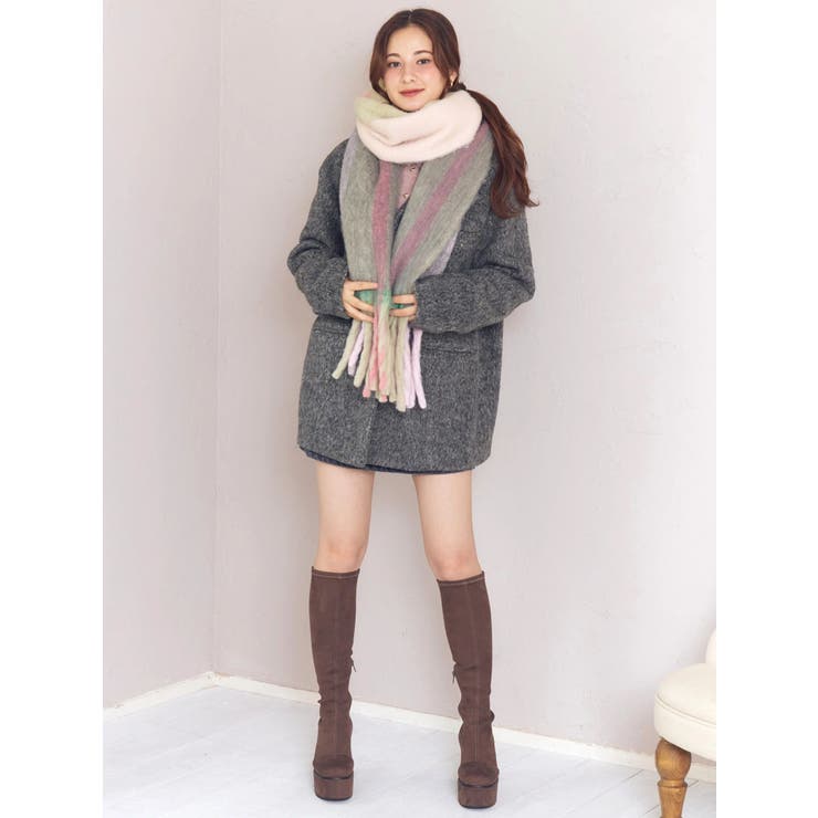 チェック柄大判マフラー | CALNAMUR | 詳細画像24 