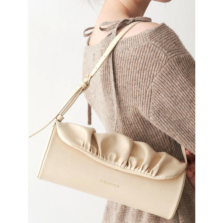 ライトイエロー | ギャザーデザイン筒形バック | CALNAMUR