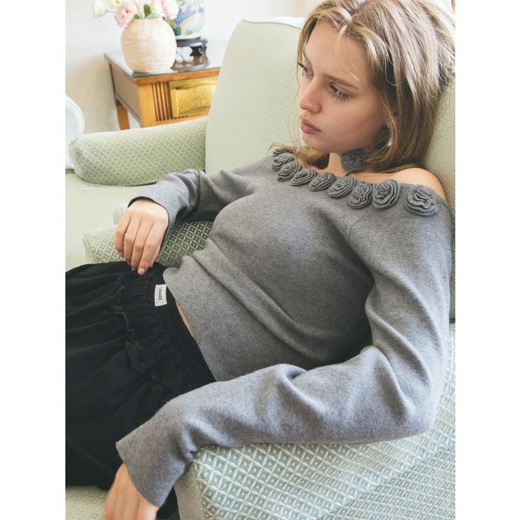 3Dローズチョーカー付きニット | CALNAMUR | 詳細画像15 