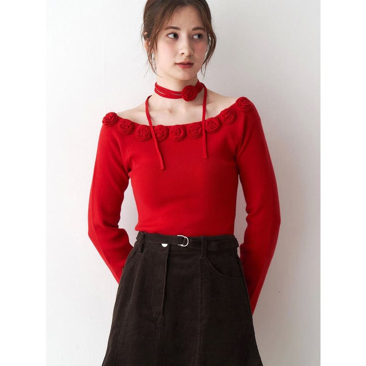 3Dローズチョーカー付きニット | CALNAMUR | 詳細画像2 