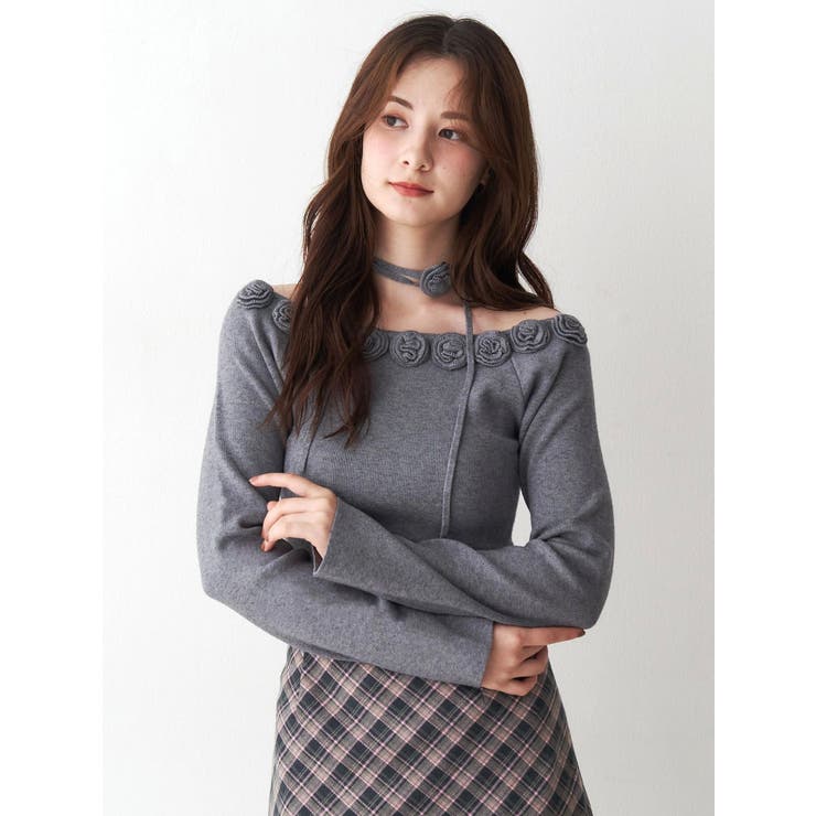 3Dローズチョーカー付きニット | CALNAMUR | 詳細画像24 