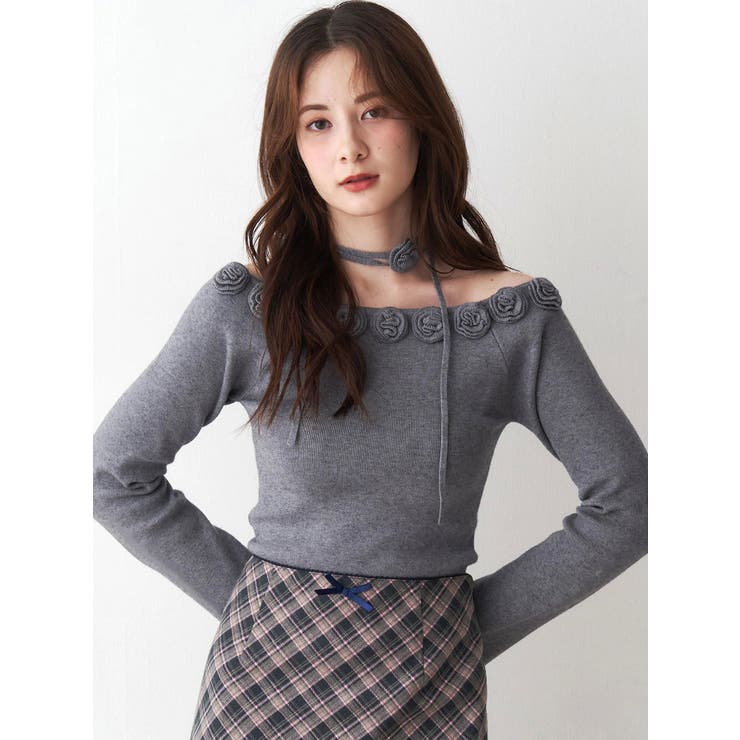 3Dローズチョーカー付きニット | CALNAMUR | 詳細画像25 