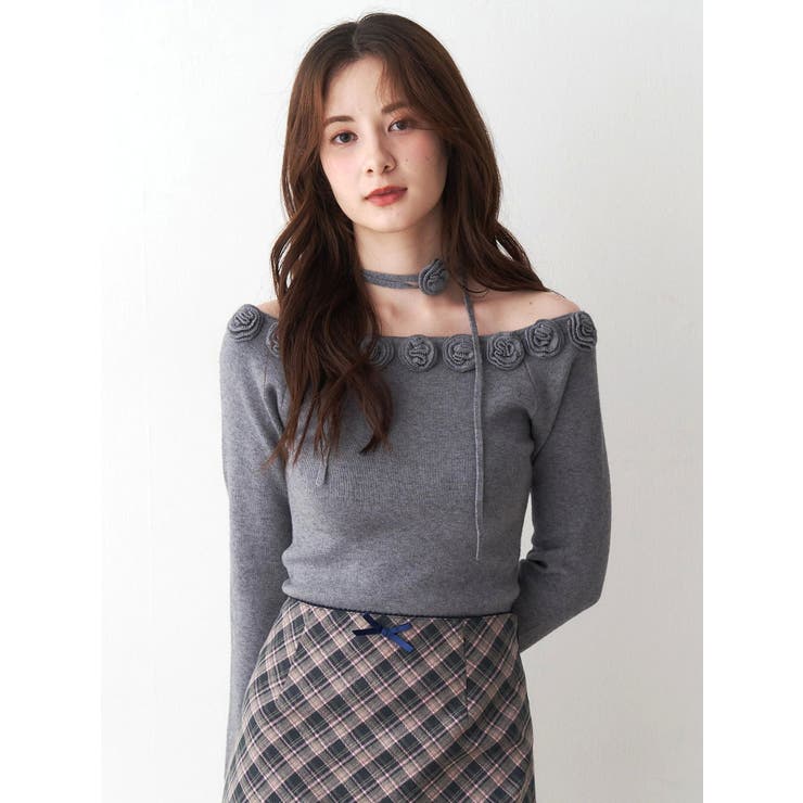 3Dローズチョーカー付きニット | CALNAMUR | 詳細画像26 