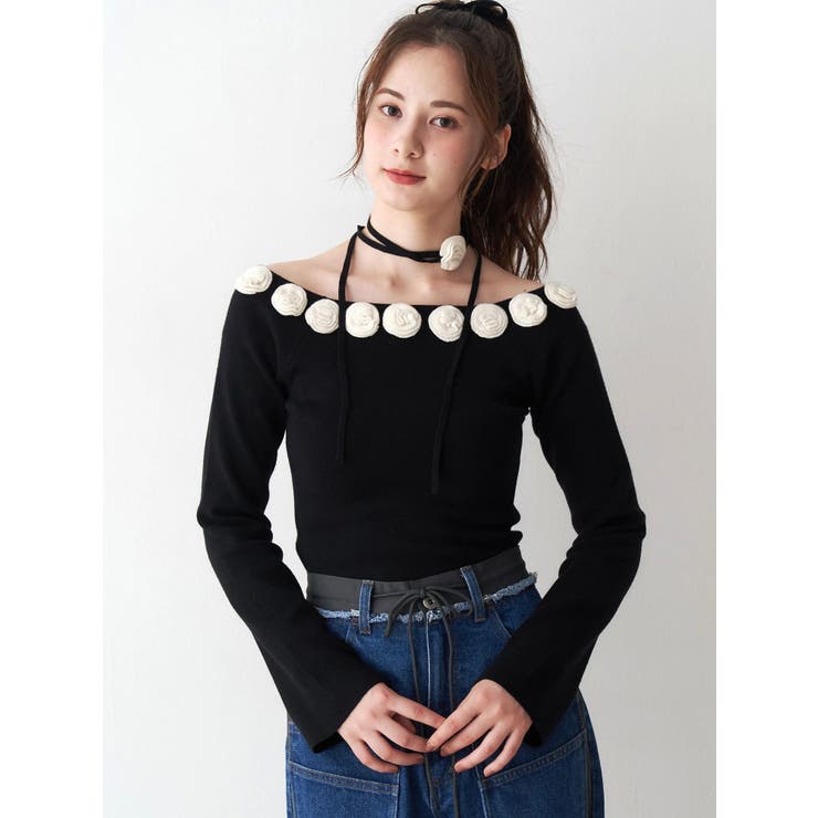 3Dローズチョーカー付きニット | CALNAMUR | 詳細画像29 