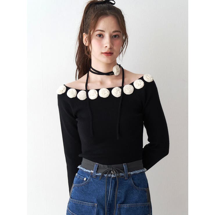 3Dローズチョーカー付きニット | CALNAMUR | 詳細画像30 