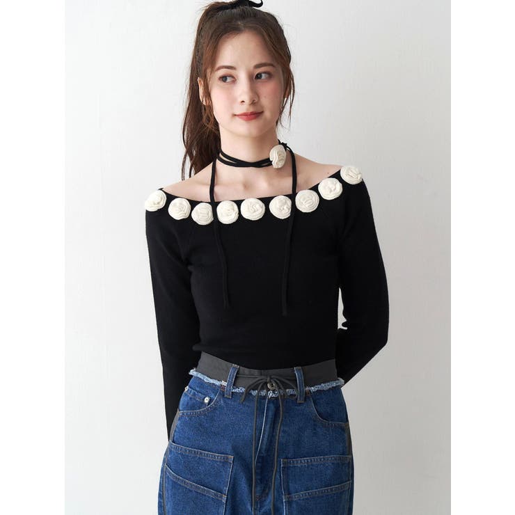 3Dローズチョーカー付きニット | CALNAMUR | 詳細画像32 