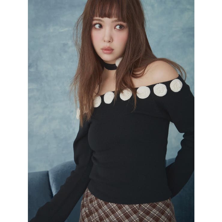 3Dローズチョーカー付きニット | CALNAMUR | 詳細画像7 