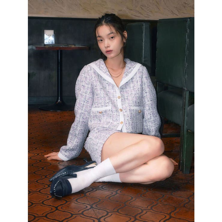 パープル | セーラーツイードジャケット | CALNAMUR