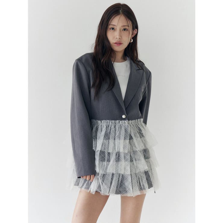 グレー | チュールティアードジャケット | CALNAMUR