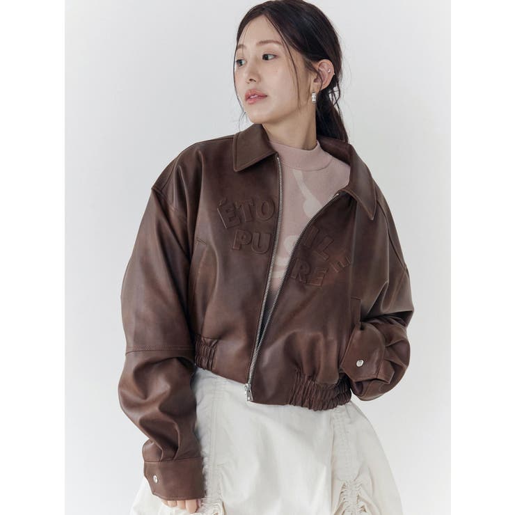 ブラウン | ヴィンテージフェイクレザーブルゾン | CALNAMUR