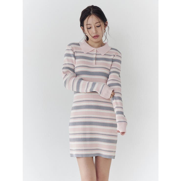 マルチボーダーポロニットワンピース | CALNAMUR | 詳細画像10 