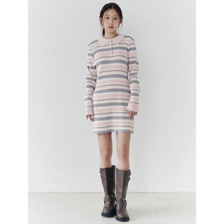 マルチボーダーポロニットワンピース | CALNAMUR | 詳細画像28 