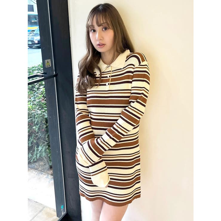 マルチボーダーポロニットワンピース | CALNAMUR | 詳細画像34 