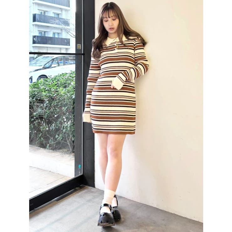 マルチボーダーポロニットワンピース | CALNAMUR | 詳細画像36 