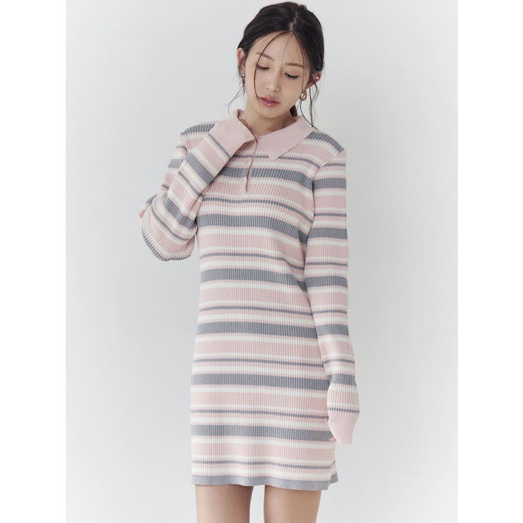 マルチボーダーポロニットワンピース | CALNAMUR | 詳細画像8 