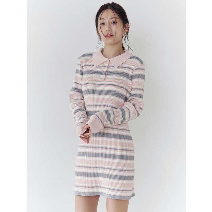 マルチボーダーポロニットワンピース | CALNAMUR | 詳細画像9 