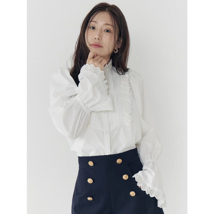 コットンフリルレースブラウス | CALNAMUR | 詳細画像1 