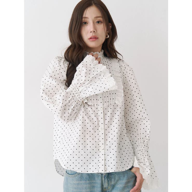 コットンフリルレースブラウス | CALNAMUR | 詳細画像10 