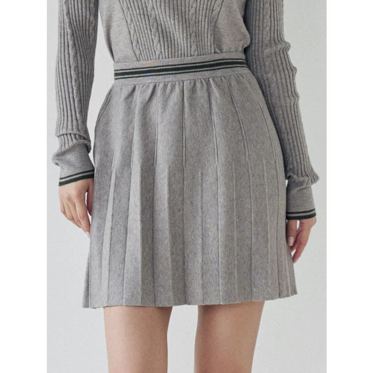 グレー | ニットプリーツミニスカート | CALNAMUR
