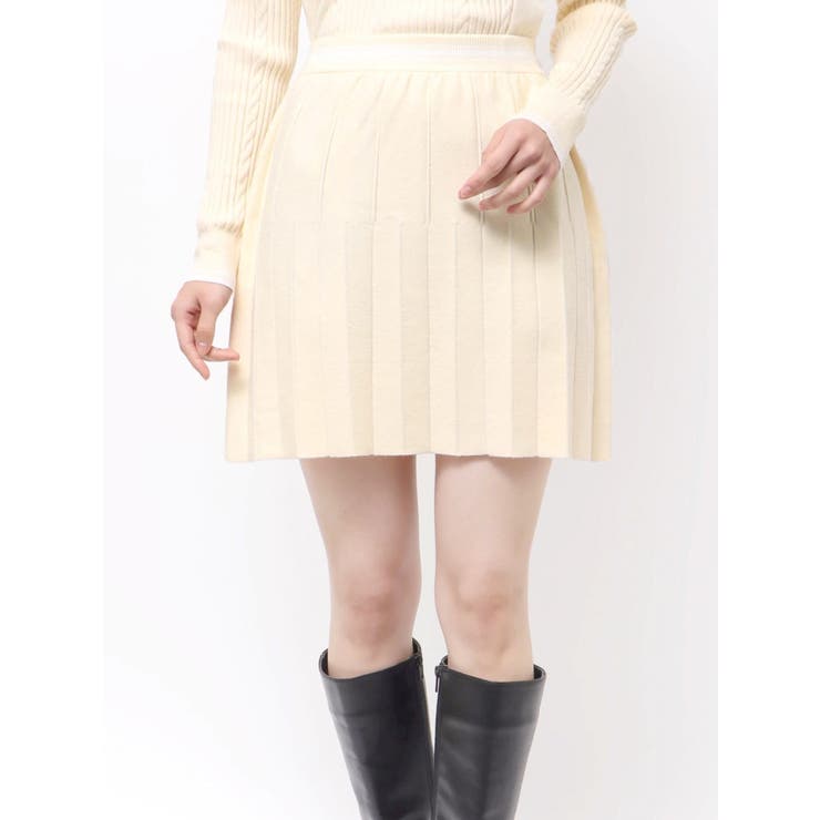 イエロー | ニットプリーツミニスカート | CALNAMUR
