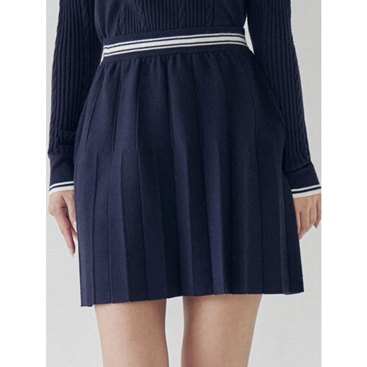 ネイビー | ニットプリーツミニスカート | CALNAMUR