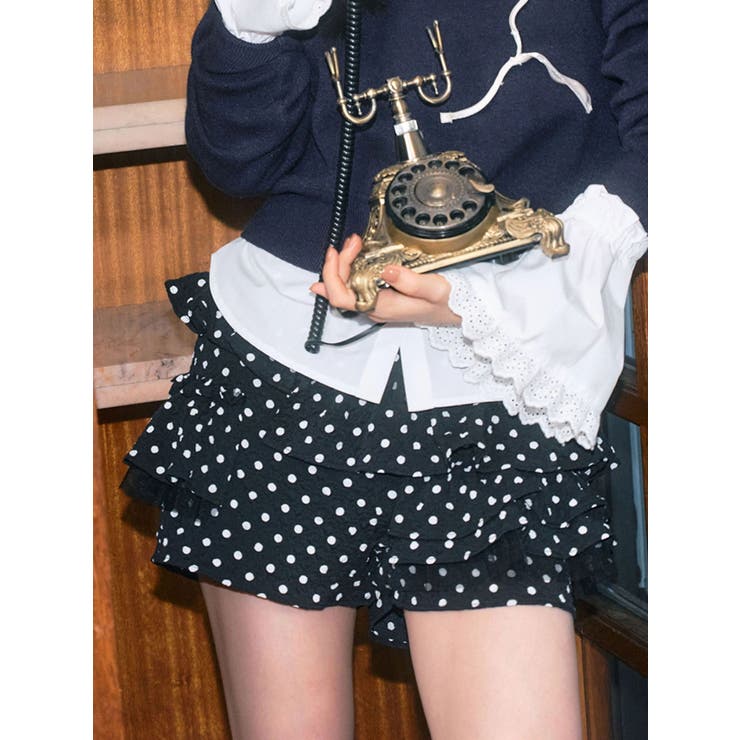 ブラック | ドットティアードパンツ | CALNAMUR