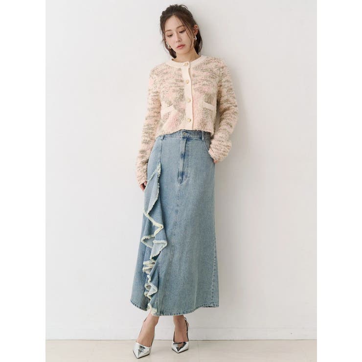 フリルスリットデニムミニスカート | CALNAMUR | 詳細画像3 