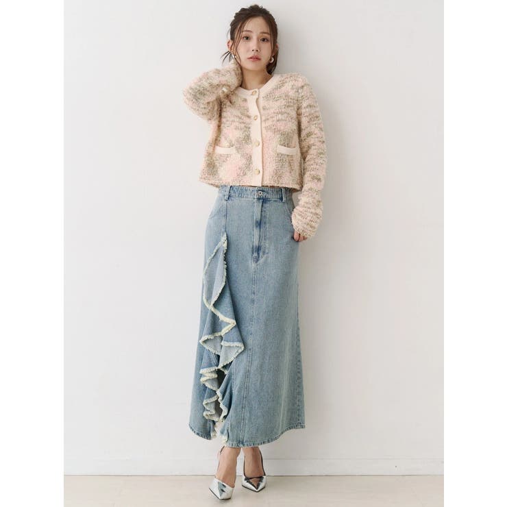 フリルスリットデニムミニスカート | CALNAMUR | 詳細画像4 