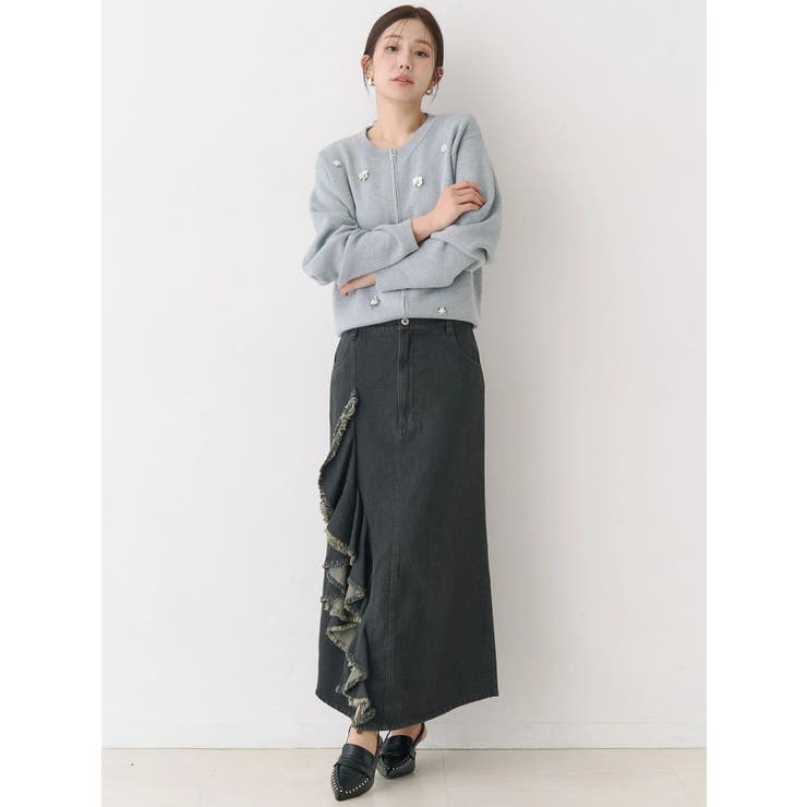 フリルスリットデニムミニスカート | CALNAMUR | 詳細画像8 