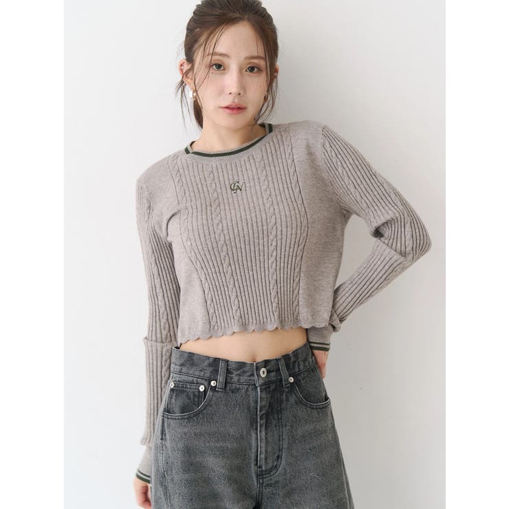 グレー | ケーブルMIXコンパクトニット | CALNAMUR