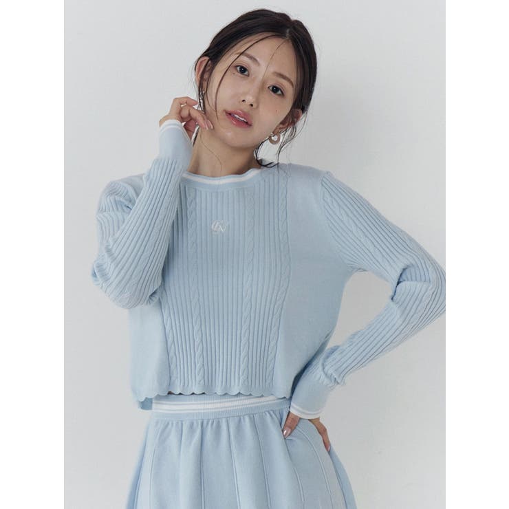 ブルー | ケーブルMIXコンパクトニット | CALNAMUR