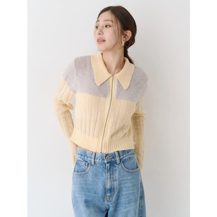 フロントジップバイカラーニット | CALNAMUR | 詳細画像11 