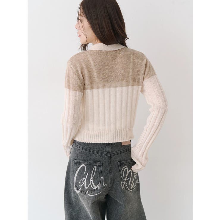 フロントジップバイカラーニット | CALNAMUR | 詳細画像14 